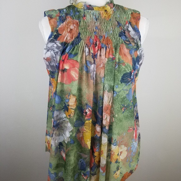 Anthropologie Tops - [Deletta] Floral Ruched/Pleated Blouse - Size XS